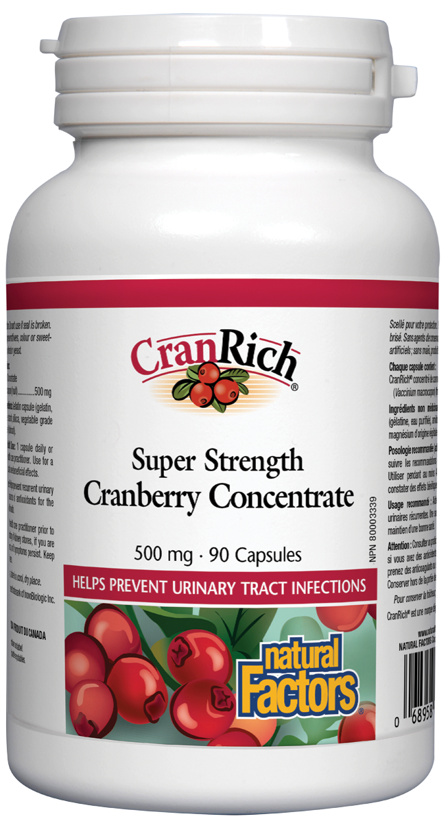 Natural Factors CranRich Cranberry Concentrate Super Strength (500mg) (90 Capsules) - Lifestyle Markets