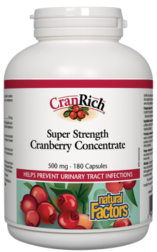 Natural Factors CranRich Cranberry Concentrate Super Strength (500mg) (180 Capsules) - Lifestyle Markets