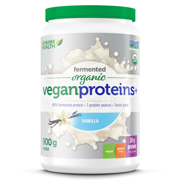 Genuine Health Organic Fermented Vegan Proteins+ - Vanilla (900g) - Lifestyle Markets