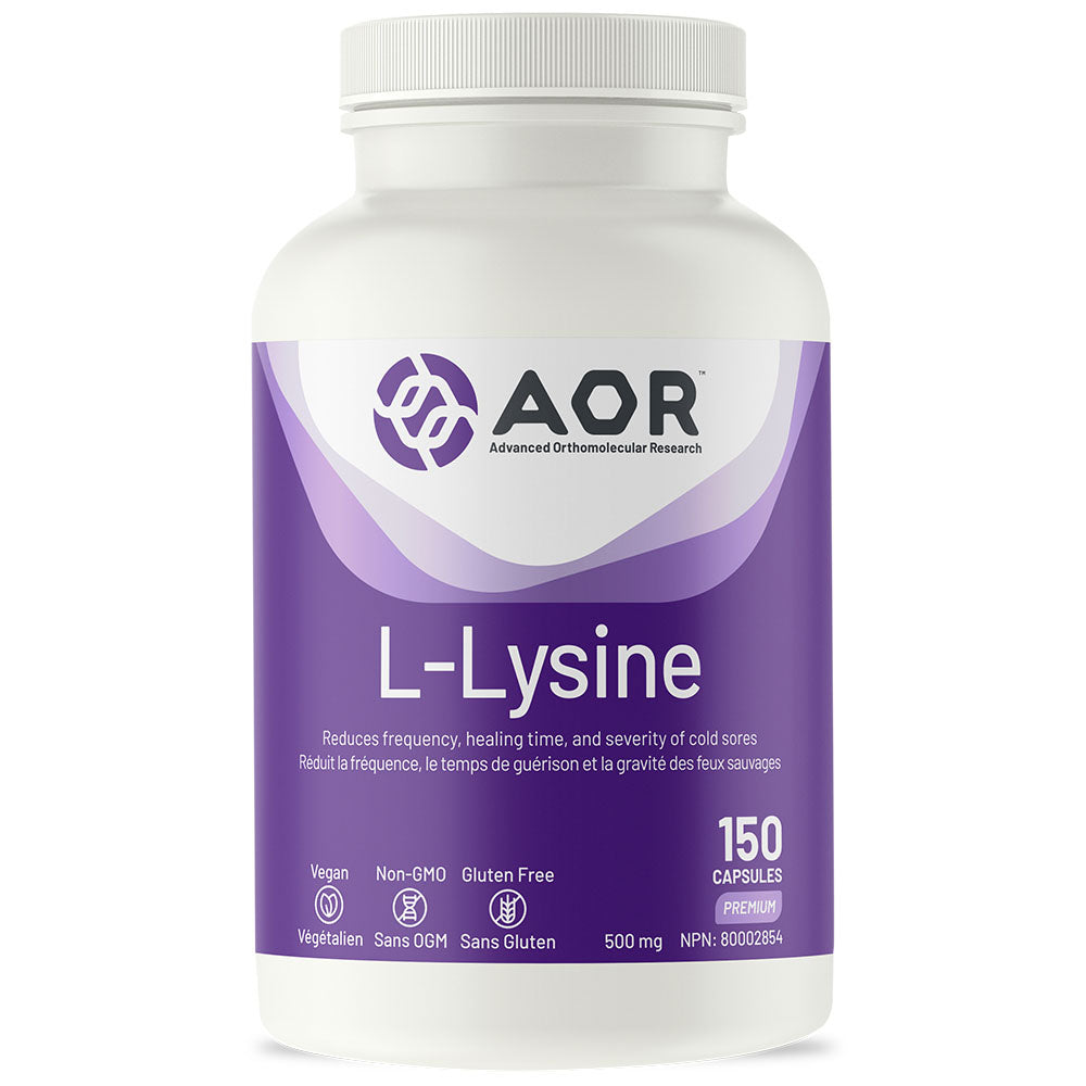 AOR L-Lysine (500mg) (150 Vegetable Capsules) - Lifestyle Markets
