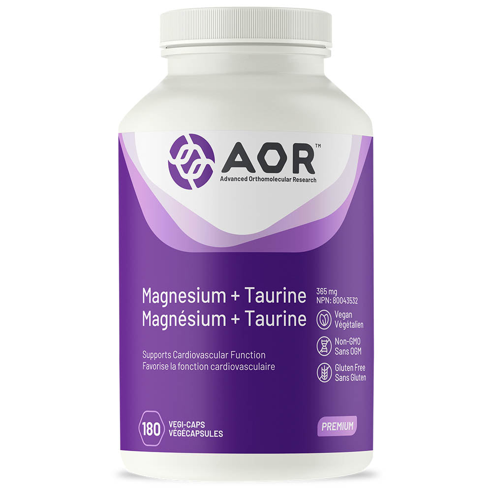 AOR Magnesium + Taurine (365mg) (180 Vegi-Capsules) - Lifestyle Markets