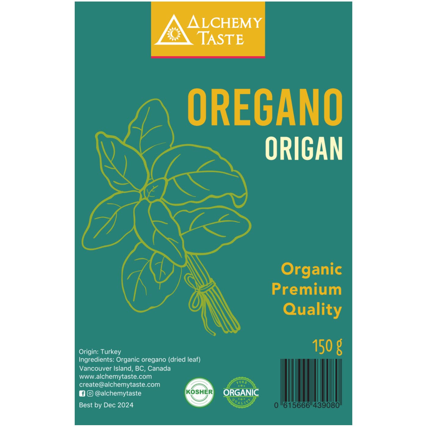 Alchemy Taste Organic Oregano Leaf (150g) - Lifestyle Markets