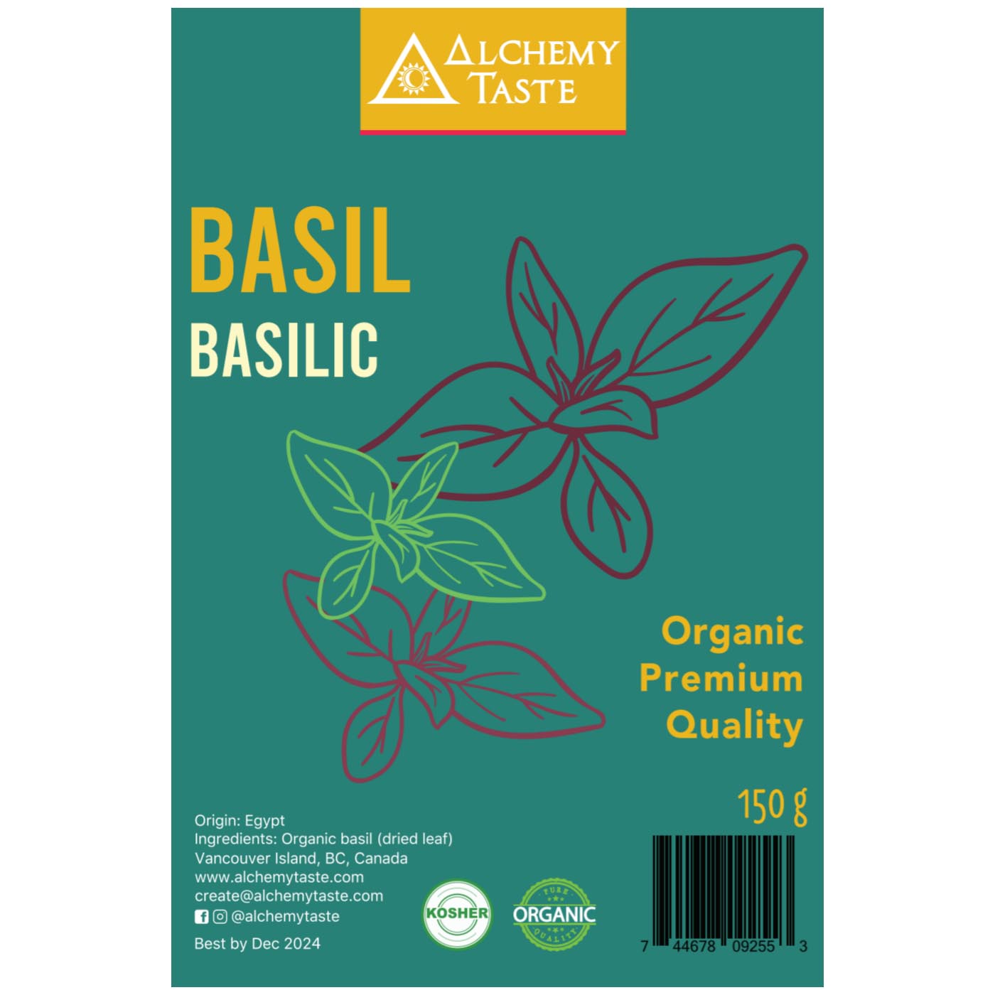 Alchemy Taste Organic Basil Leaf (150g) - Lifestyle Markets