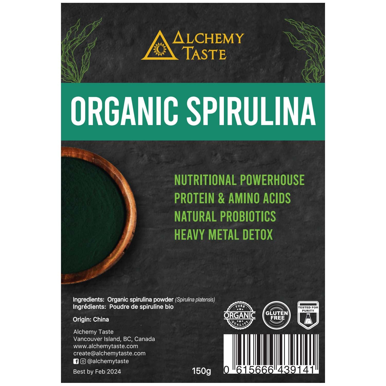 Alchemy Taste Organic Spirulina Powder (150g) - Lifestyle Markets