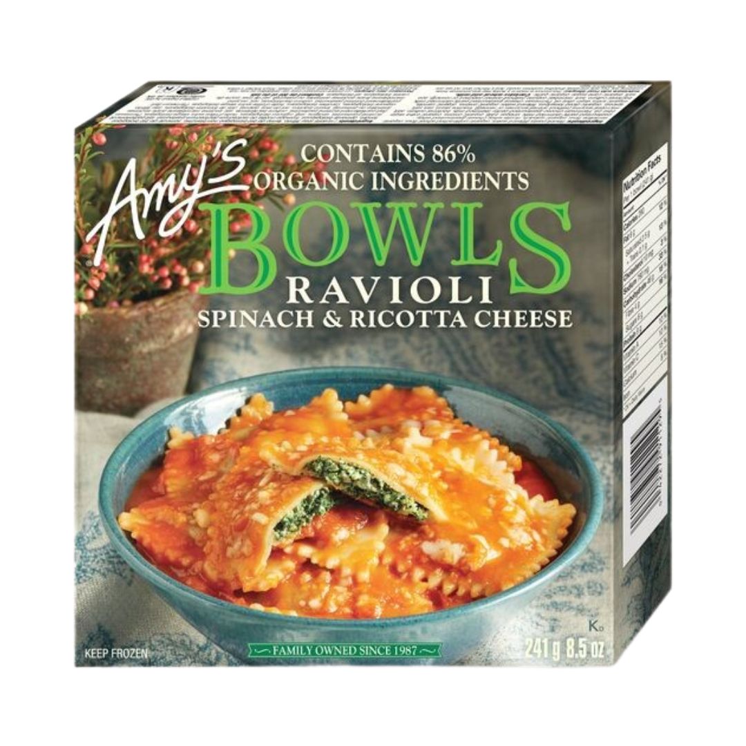 Amy's Kitchen Bowl Ravioli, Spinach & Ricotta (241g) - Lifestyle Markets