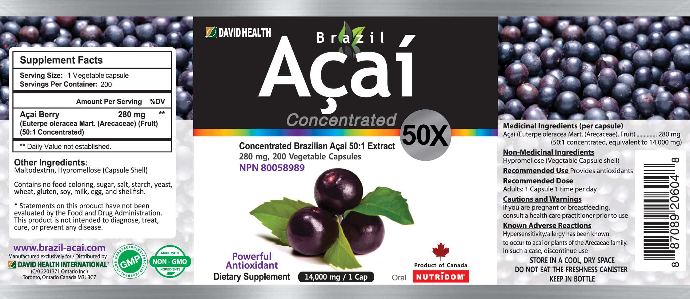 Brazil Acai 50X Concentrated (200 Caps) - Lifestyle Markets