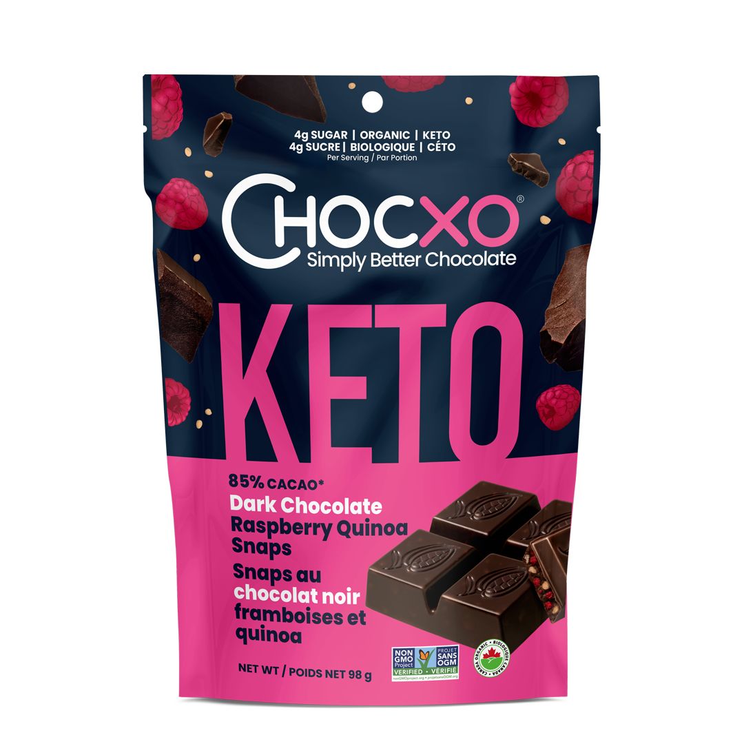 ChocXO Keto Snaps - Dark Chocolate, Raspberry & Quinoa (98g) - Lifestyle Markets