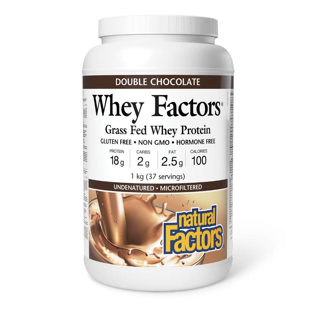 Natural Factors Whey Factors Grass Fed Whey Protein - Double Chocolate (1kg) - Lifestyle Markets