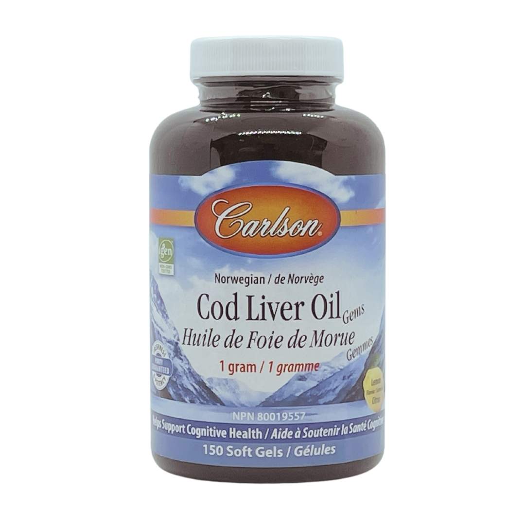 Carlson Cod Liver Oil Gems - Lemon (150 Soft Gels) - Lifestyle Markets