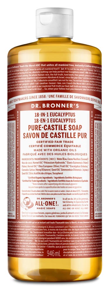 Dr. Bronner's Castile Liquid Soap - Eucalyptus (946ml) - Lifestyle Markets