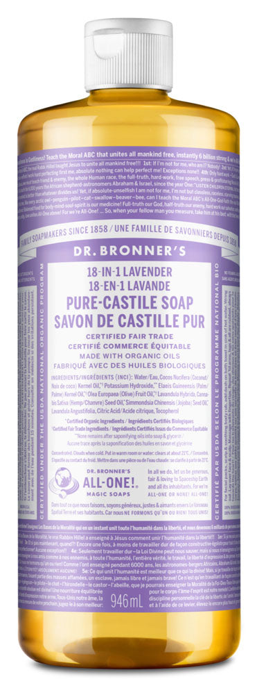 Dr. Bronner's Castile Liquid Soap - Lavender (946ml) - Lifestyle Markets