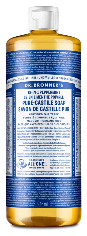 Dr. Bronner's Castile Liquid Soap - Peppermint (946ml) - Lifestyle Markets