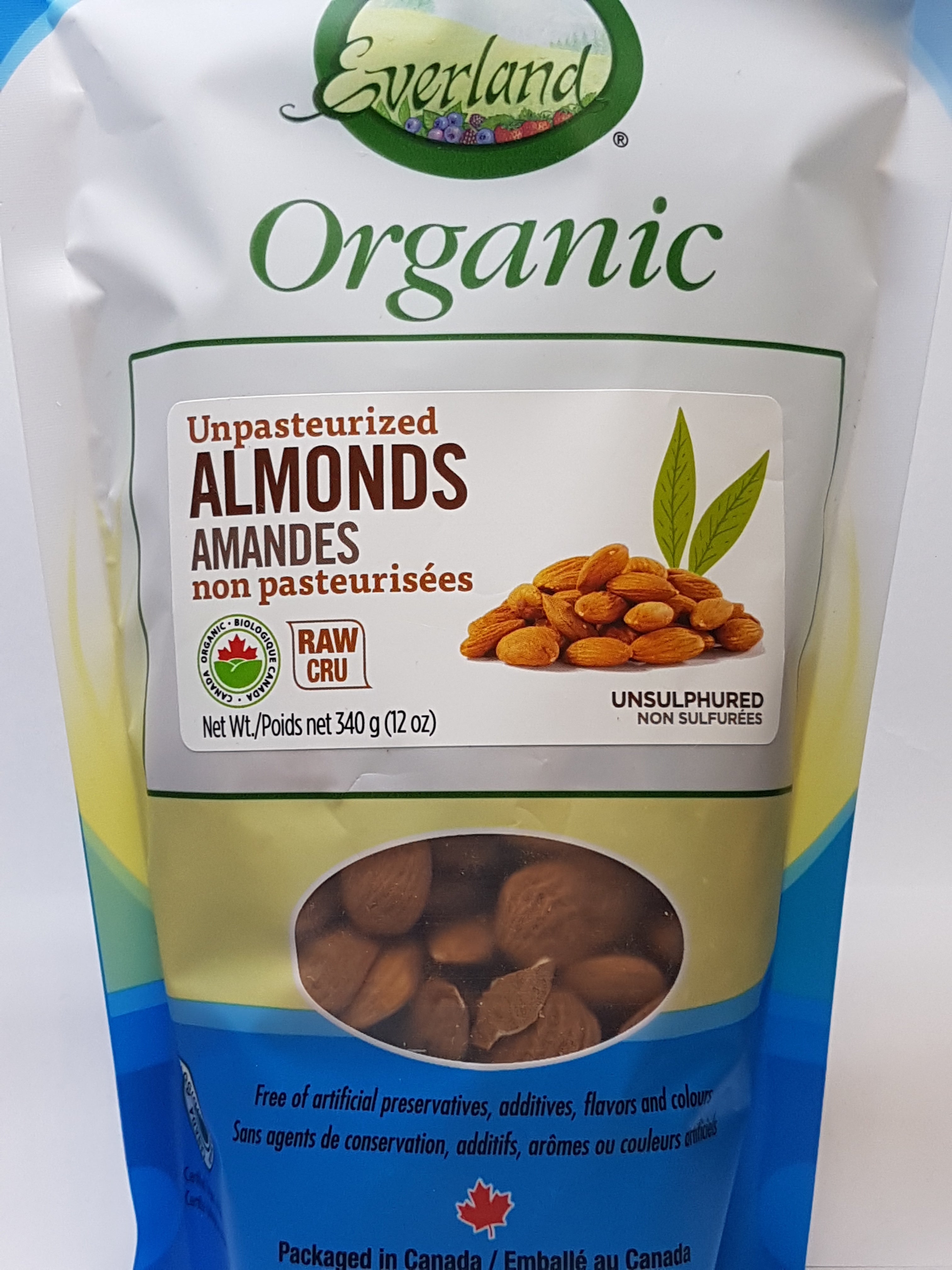 Everland Organic Unpasteurized Almonds (340g) - Lifestyle Markets