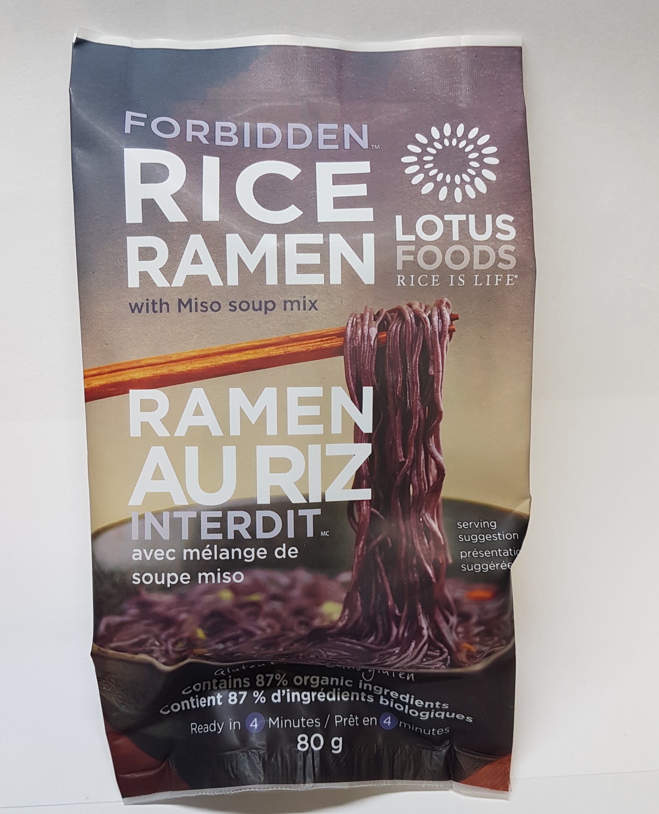 Lotus Foods Forbidden Rice Ramen with Miso Soup (80g) - Lifestyle Markets