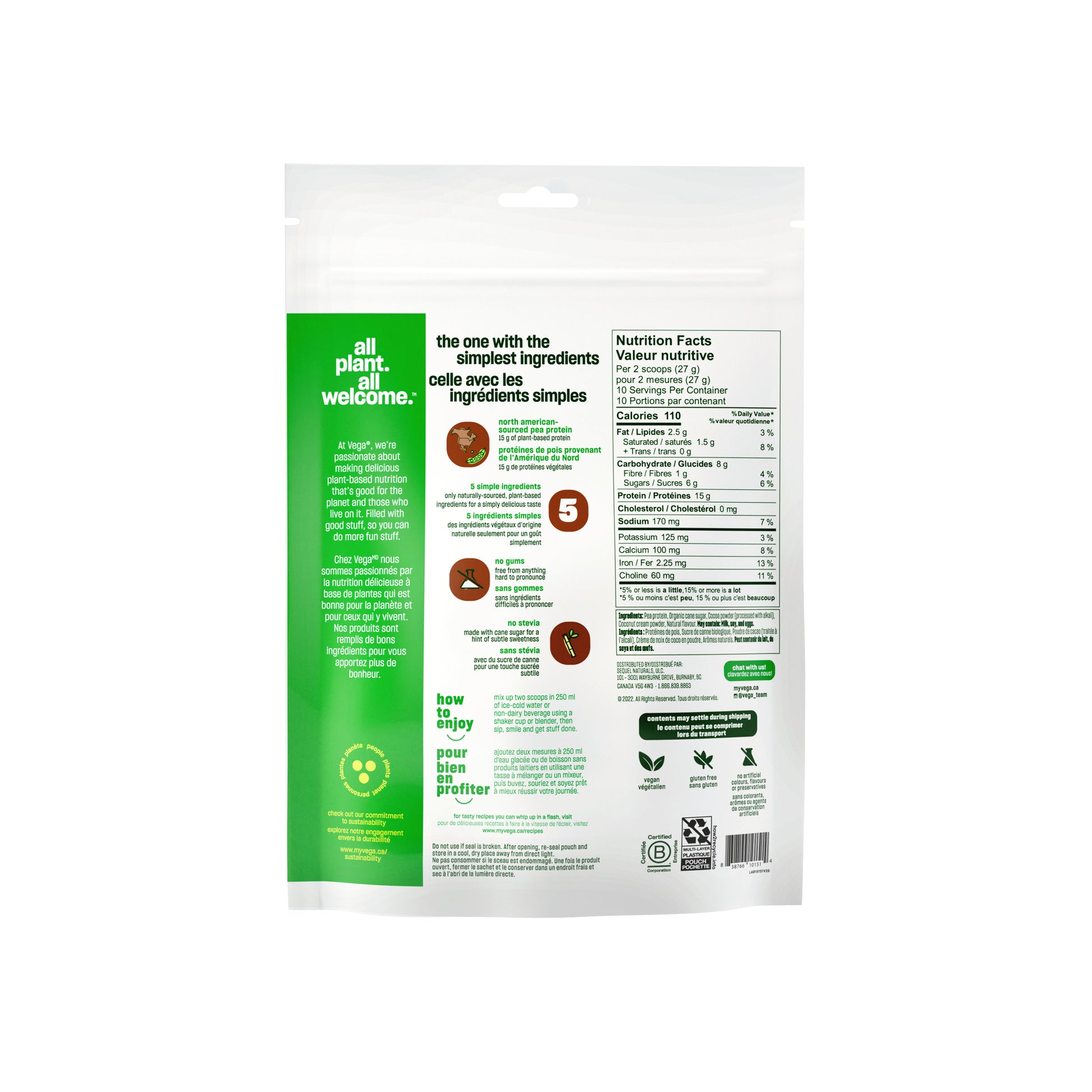 Vega Protein Made Simple - Dark Chocolate (271g) - Lifestyle Markets