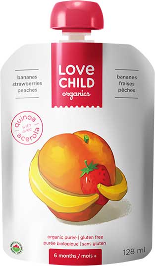 Love Child Organics Bananas Strawberries Peaches Puree (128ml) - Lifestyle Markets