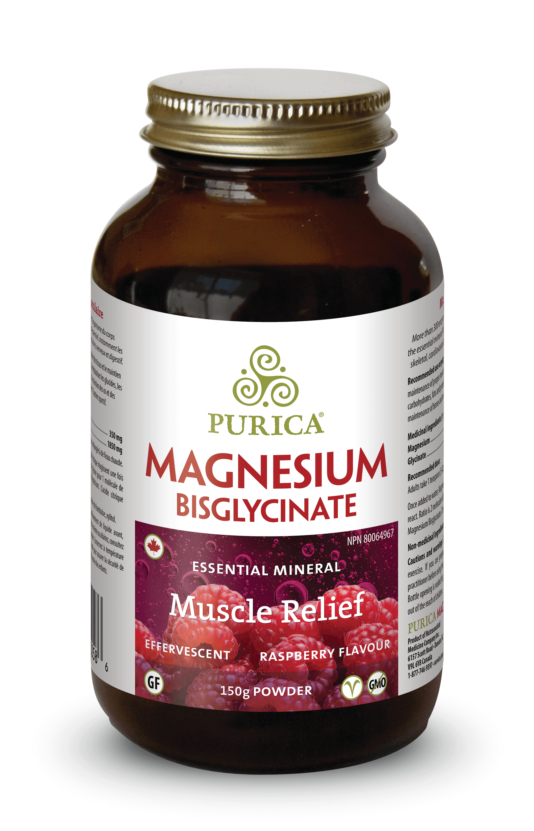 Purica Magnesium Bisglycinate - Raspberry (150g) - Lifestyle Markets