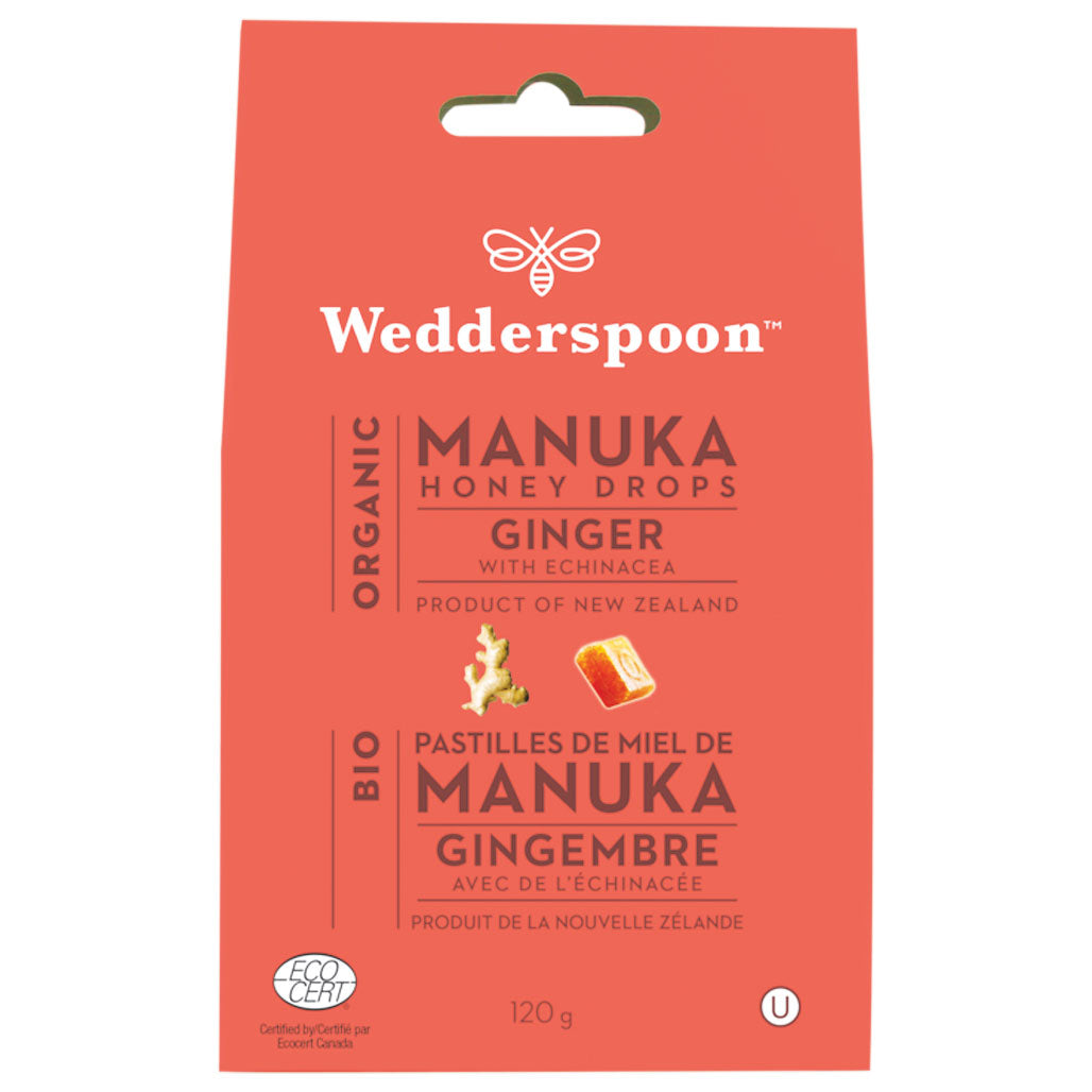 Wedderspoon Organic Manuka Honey Drops - Ginger (120g) - Lifestyle Markets