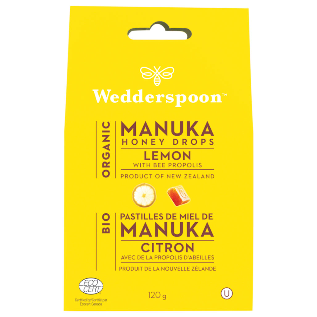 Wedderspoon Organic Manuka Honey Drops - Lemon (120g) - Lifestyle Markets