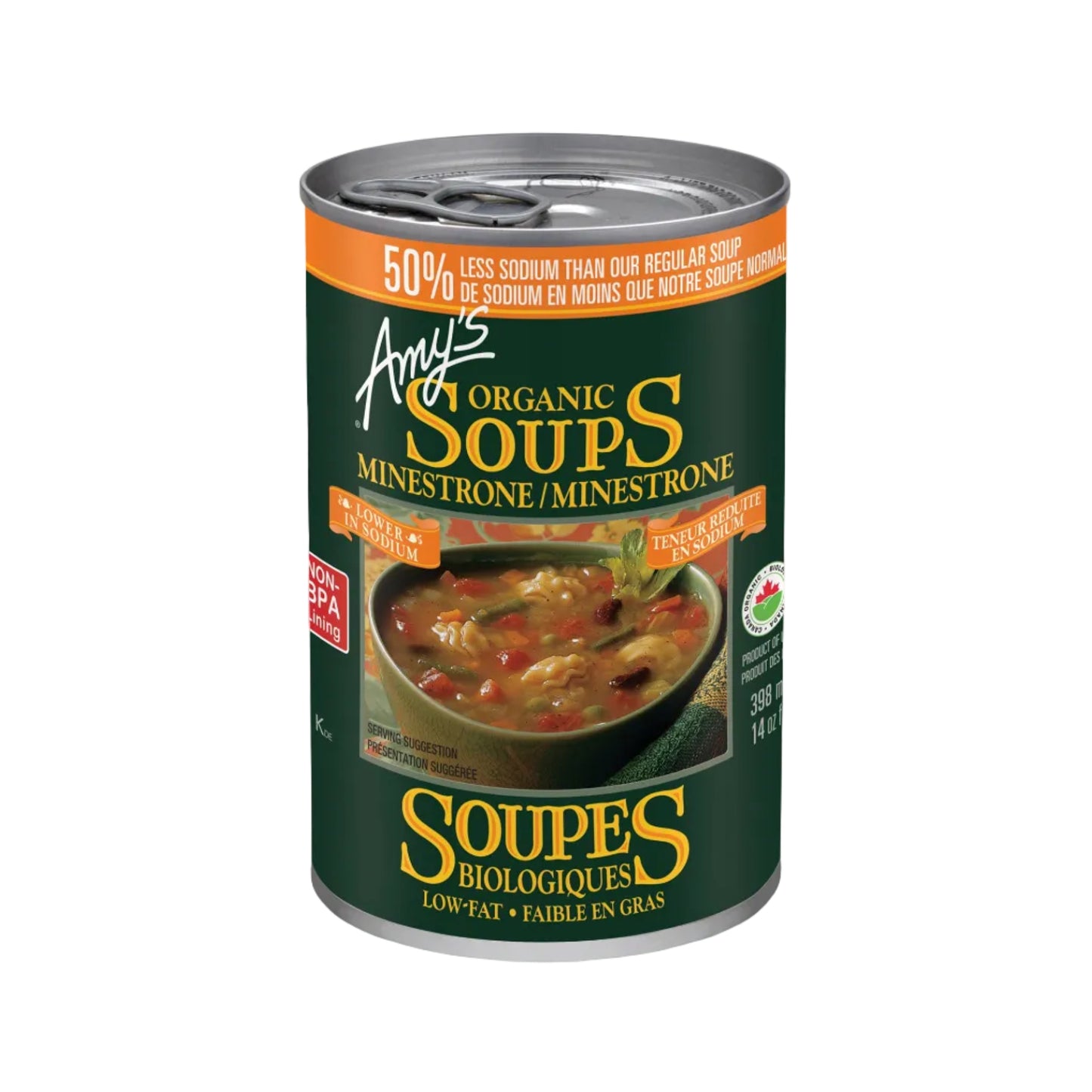 Amy's Kitchen Organic Lower Sodium Minestrone Soup (398ml) - Lifestyle Markets