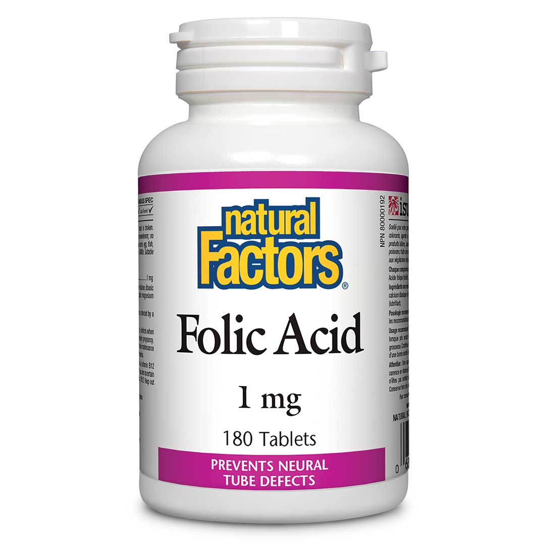 Natural Factors Folic Acid (1mg) (180 Tablets) – Lifestyle Markets