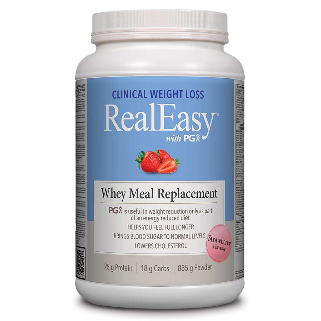 Natural Factors RealEasy w/ PGX Whey Meal Replacement - Strawberry (885g) - Lifestyle Markets