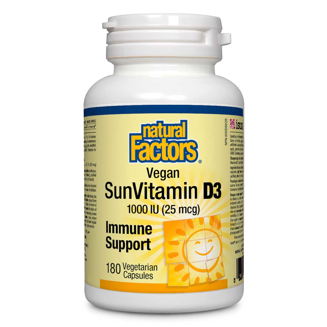 Natural Factors VEGAN Vitamin D3 1000IU (180 VCaps) - Lifestyle Markets