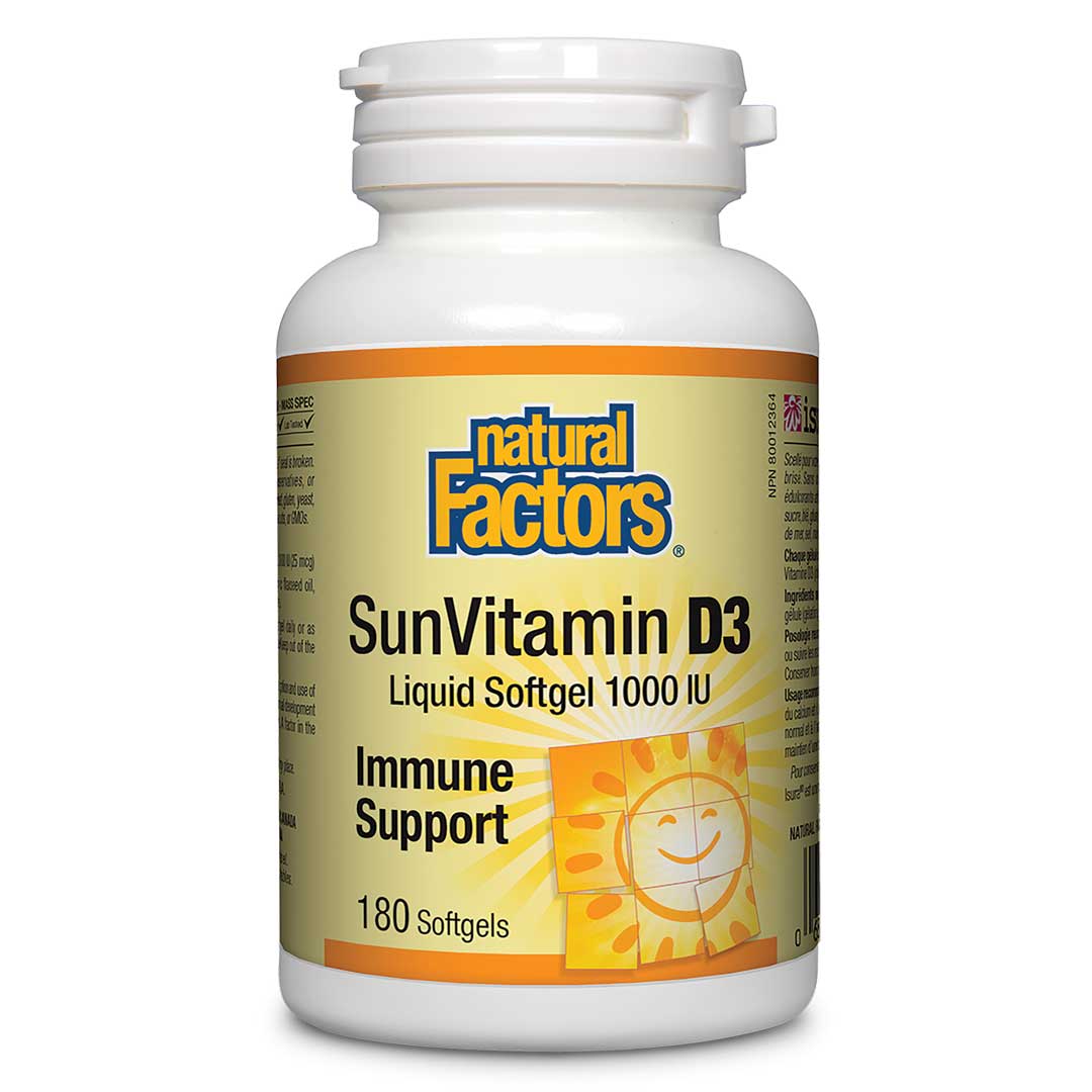 Natural Factors Vitamin D3 (1000IU) (180 SoftGels) - Lifestyle Markets