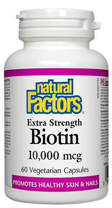 Natural Factors Extra Strength Biotin (10,000 mcg) (60 VCaps) - Lifestyle Markets