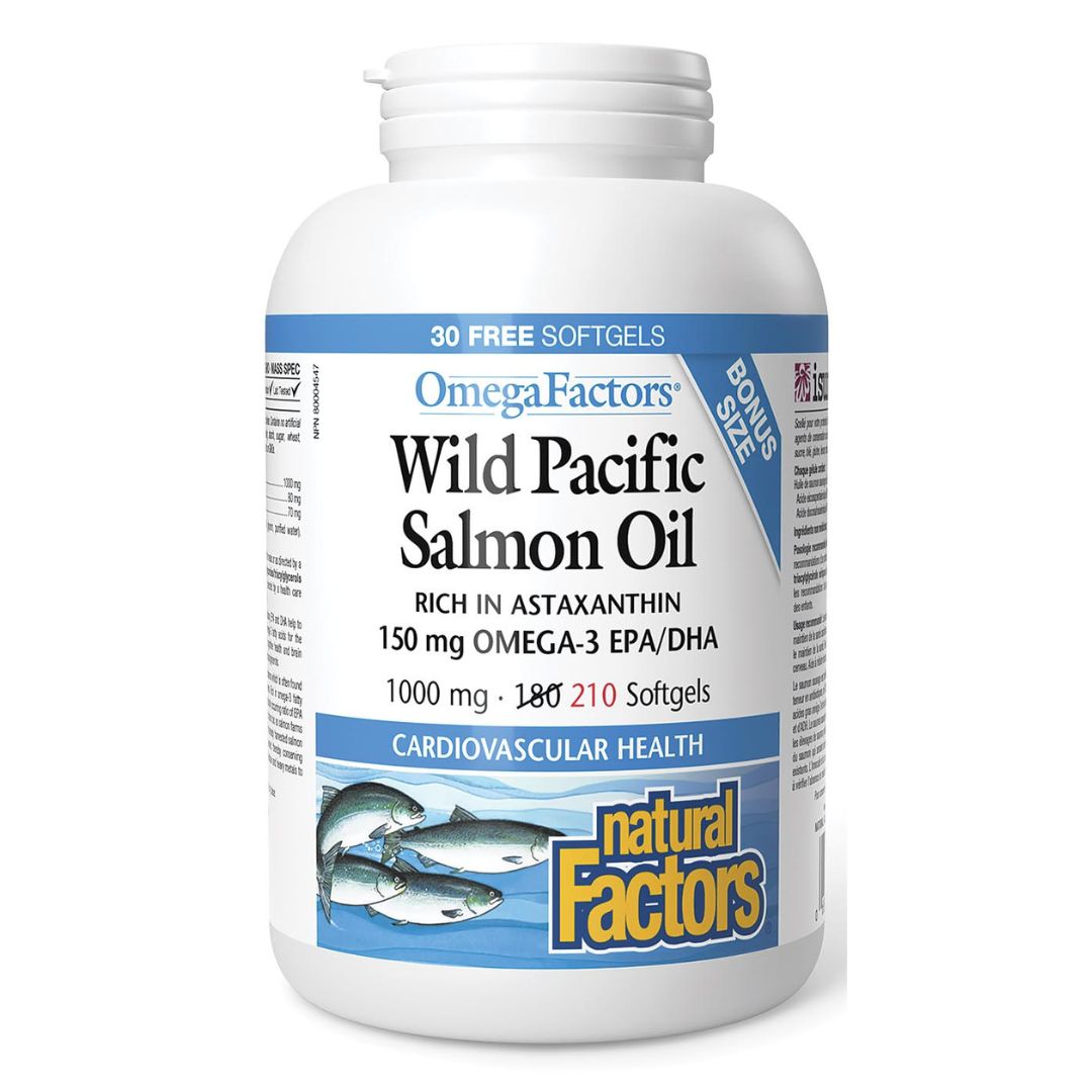 Natural Factors Wild Pacific Salmon Oil (BONUS) (210 Soft Gels) - Lifestyle Markets
