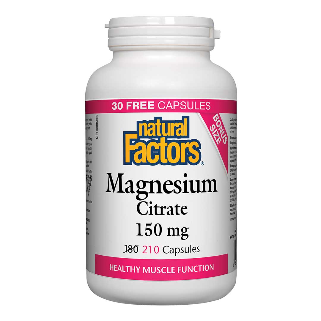 Natural Factors Magnesium Citrate BONUS (210 Caps) - Lifestyle Markets