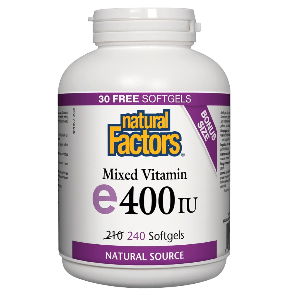 Natural Factors Mixed Vitamin E 400iu (Bonus Size) (240 SoftGels) - Lifestyle Markets