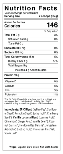Sprout Living Epic Plant-Based Protein - Vanilla Lucuma (455g) - Lifestyle Markets