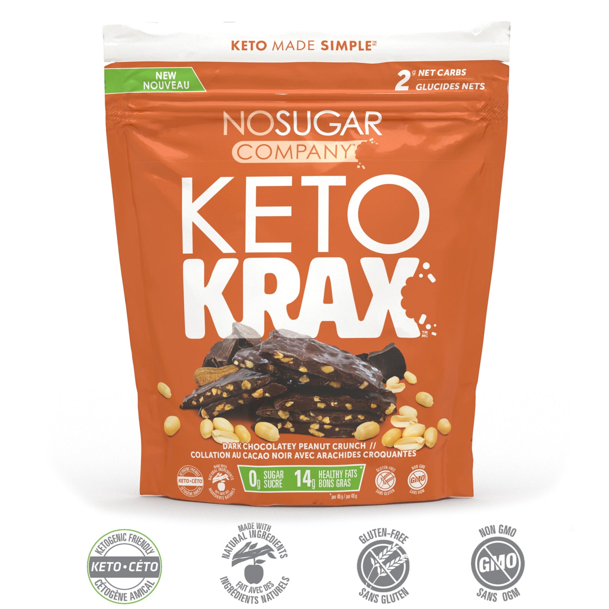 No Sugar Keto Krax - Dark Chocolatey Peanut Crunch (490g) - Lifestyle Markets