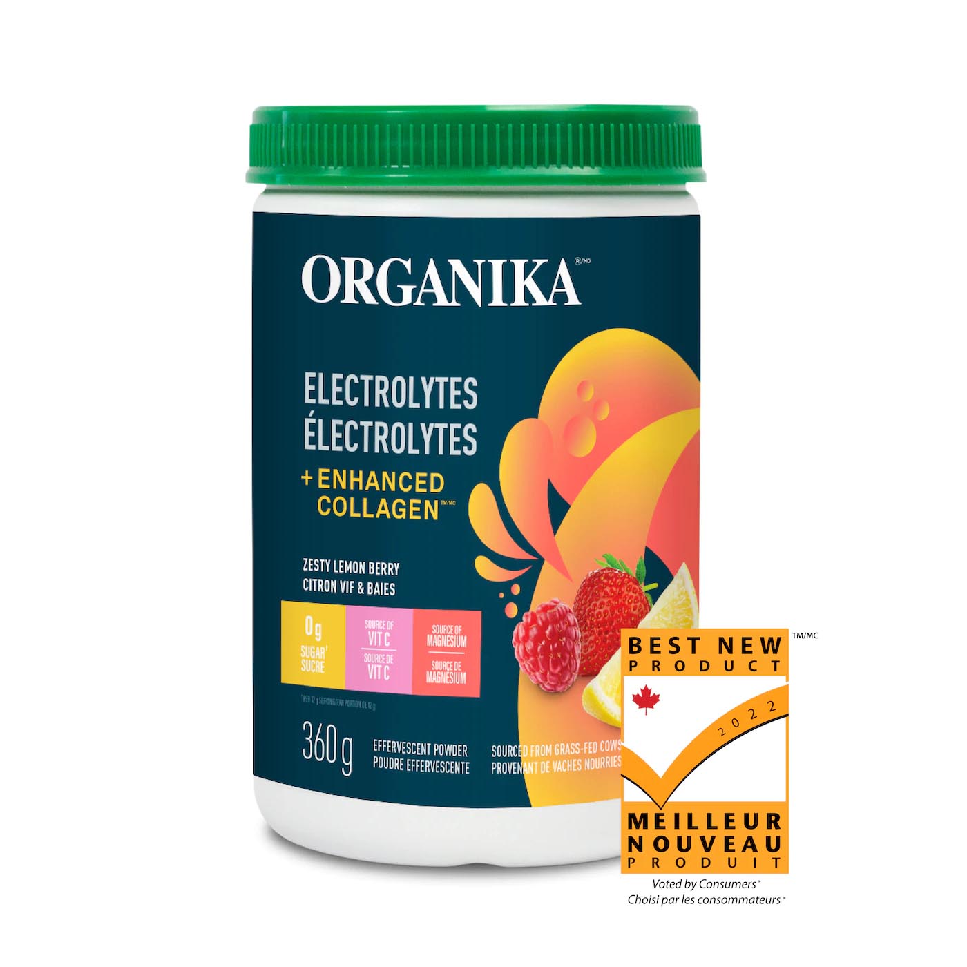 Organika Electrolytes+Collagen - Lemon Berry (360g) - Lifestyle Markets