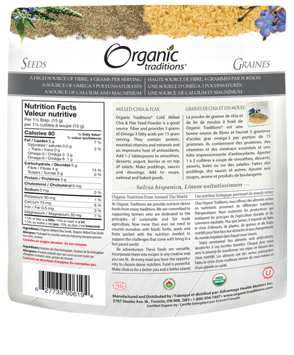 Organic Traditions Sprouted Chia & Flax (227g) - Lifestyle Markets