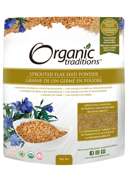 Organic Traditions Sprouted Flax Powder (454g) - Lifestyle Markets