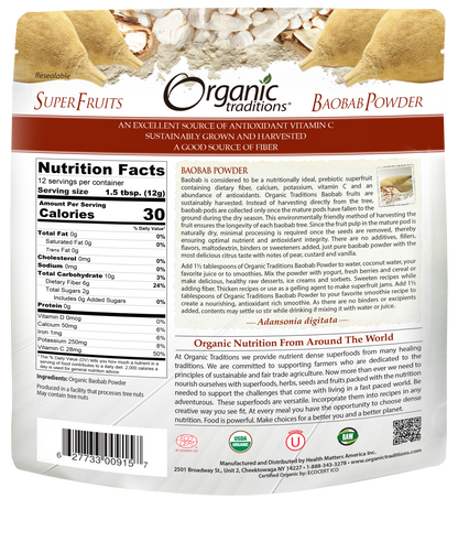 Organic Traditions Baobab Fruit Powder (150g) - Lifestyle Markets