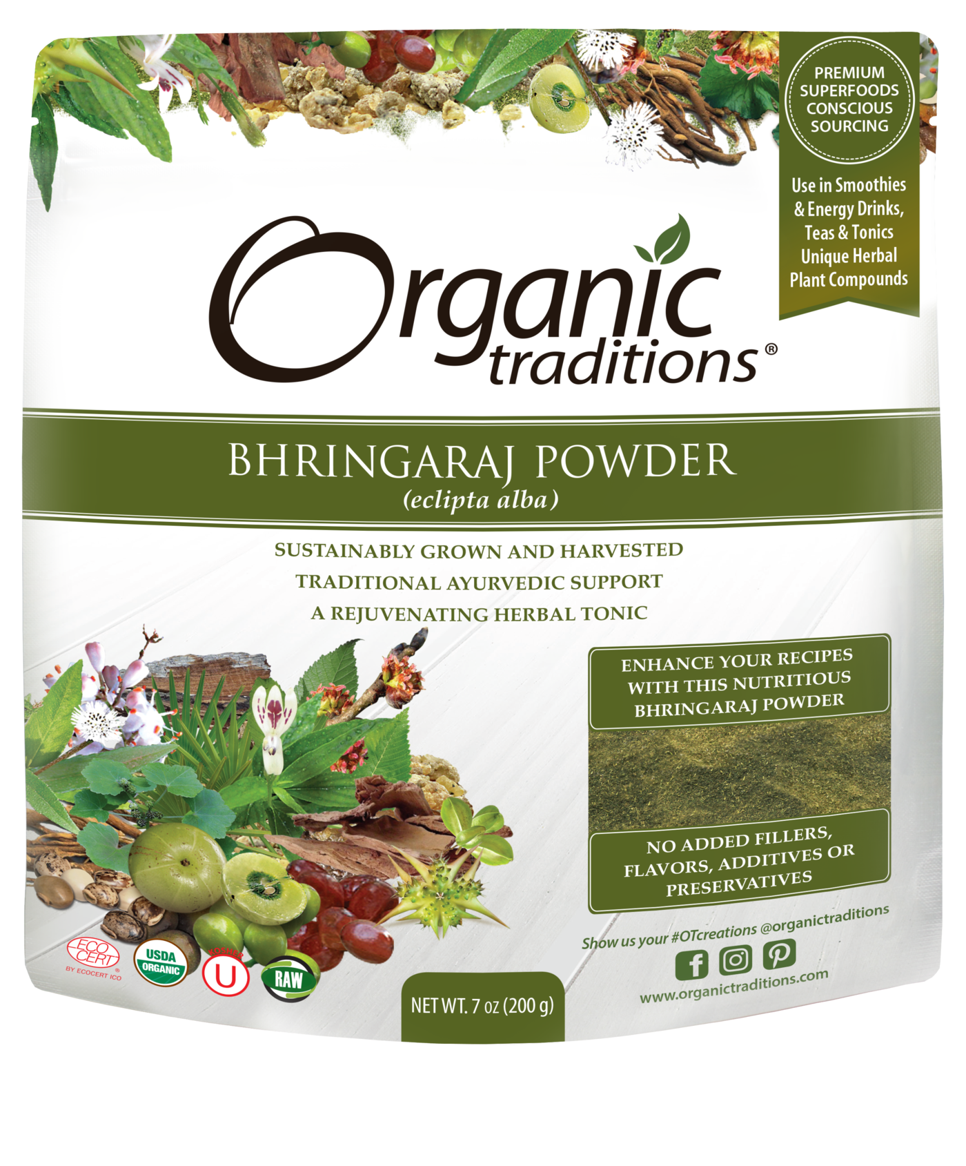 Organic Traditions Bhringaraj Powder (200g) - Lifestyle Markets