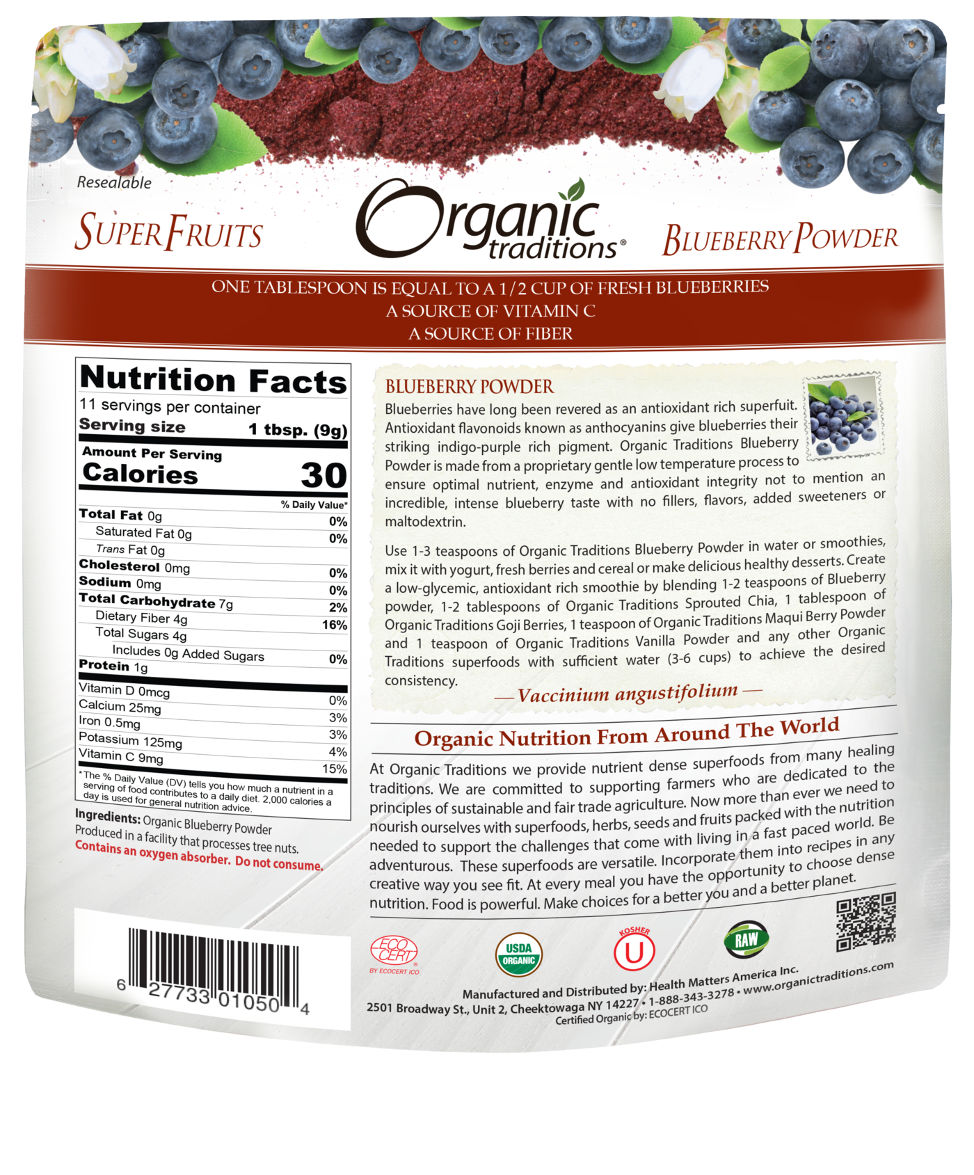 Organic Traditions Blueberry Powder (100g) - Lifestyle Markets