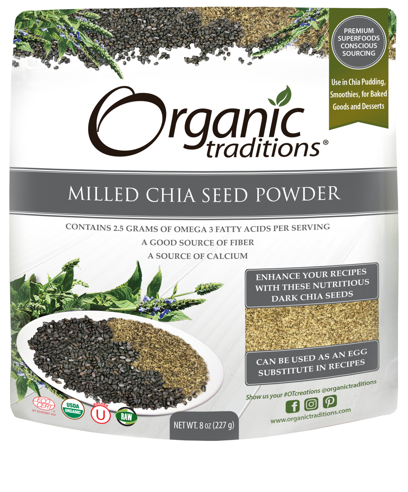 Organic Traditions Organic Milled Chia (227g) - Lifestyle Markets