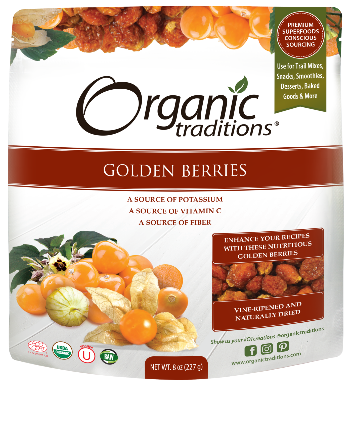 Organic Traditions Organic Golden Berries (227g) - Lifestyle Markets