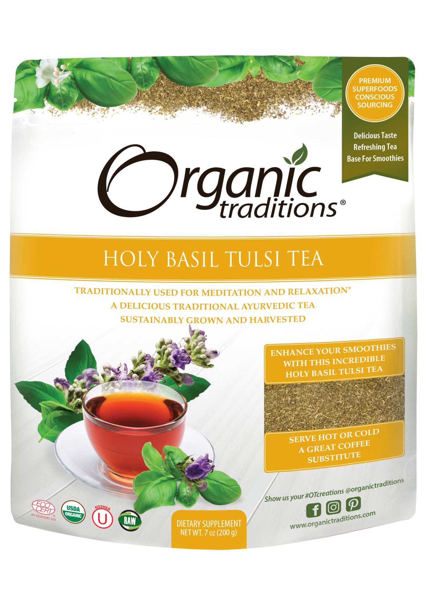 Organic Traditions Holy Basil Tulsi Tea (200g) - Lifestyle Markets
