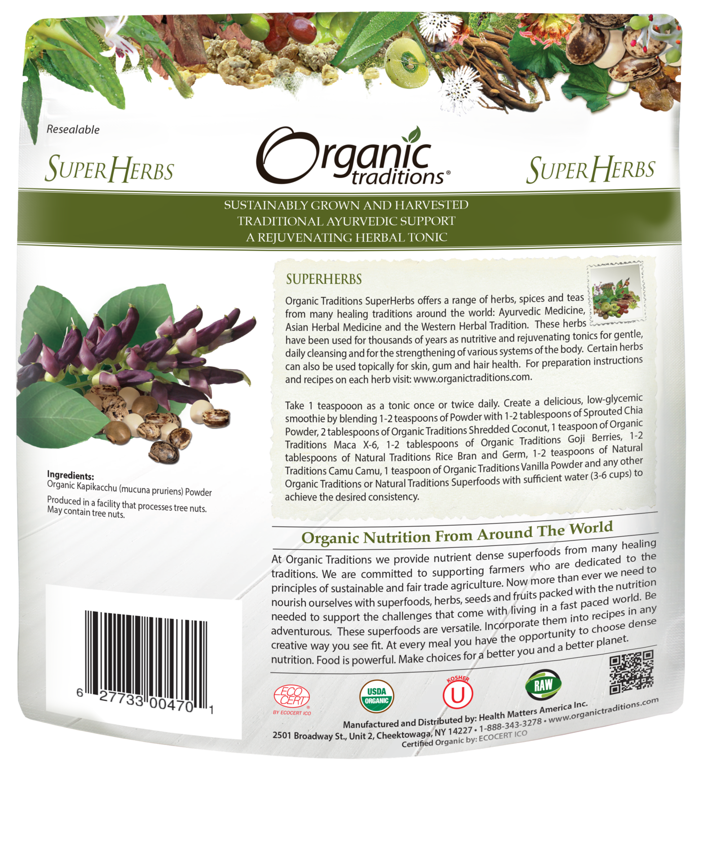 Organic Traditions Mucuna Kapikacchu Powder (200g) - Lifestyle Markets