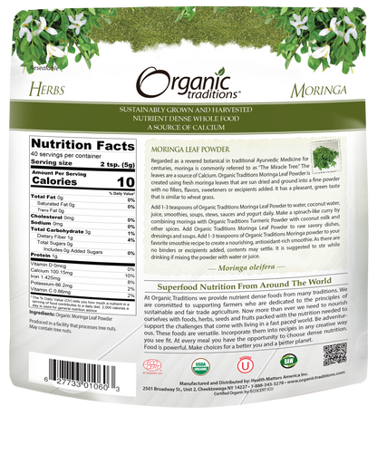 Organic Traditions Moringa Leaf Powder (200g) - Lifestyle Markets