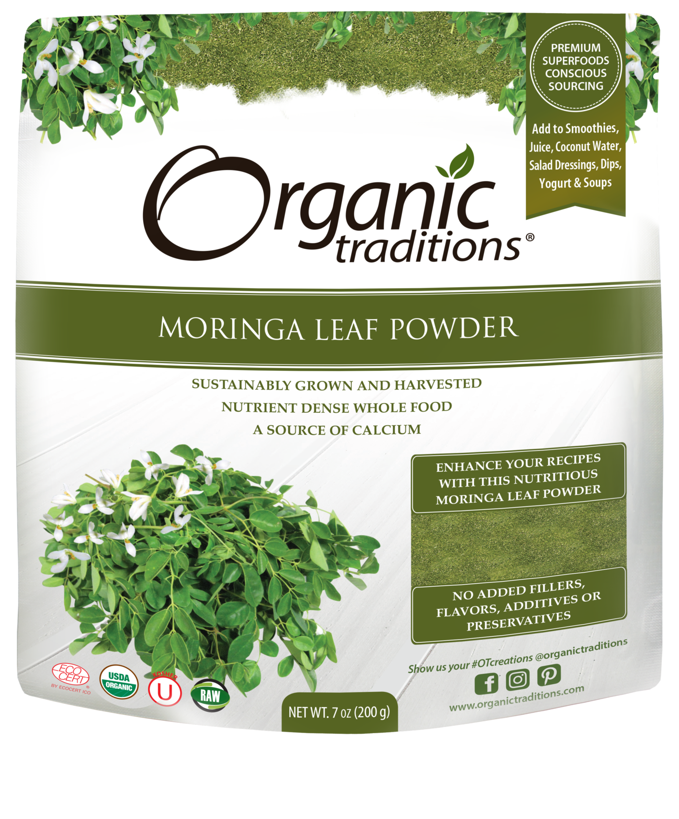 Organic Traditions Moringa Leaf Powder (200g) - Lifestyle Markets