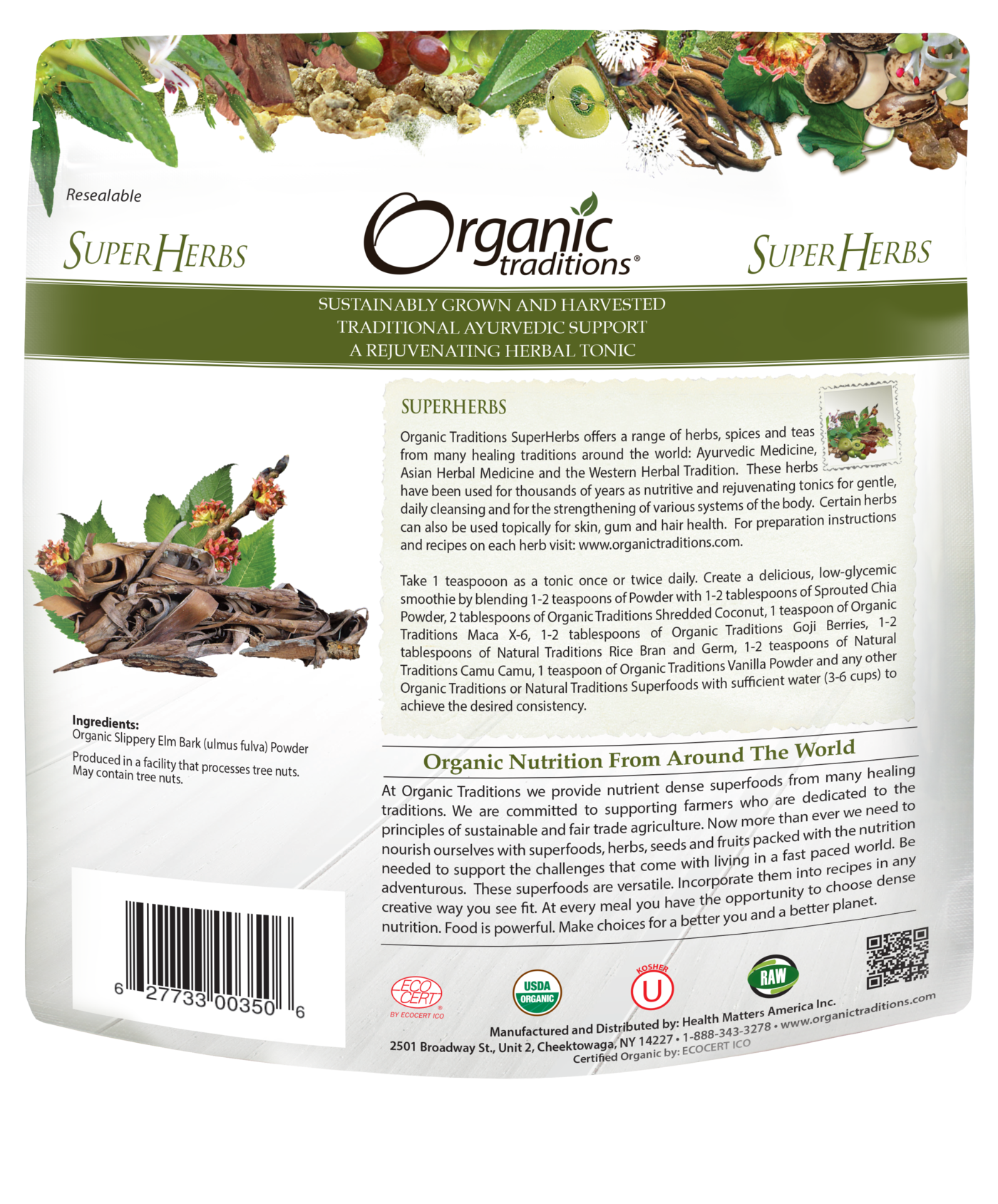 Organic Traditions Slippery Elm Bark Powder (200g) - Lifestyle Markets