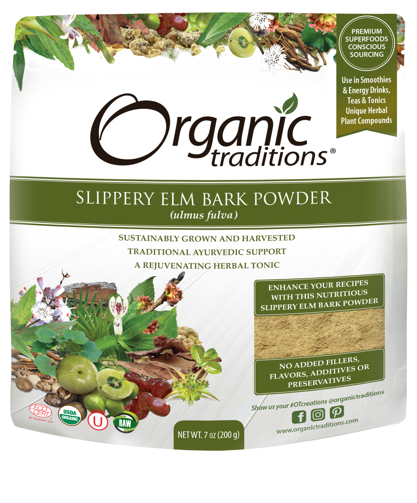 Organic Traditions Slippery Elm Bark Powder (200g) - Lifestyle Markets