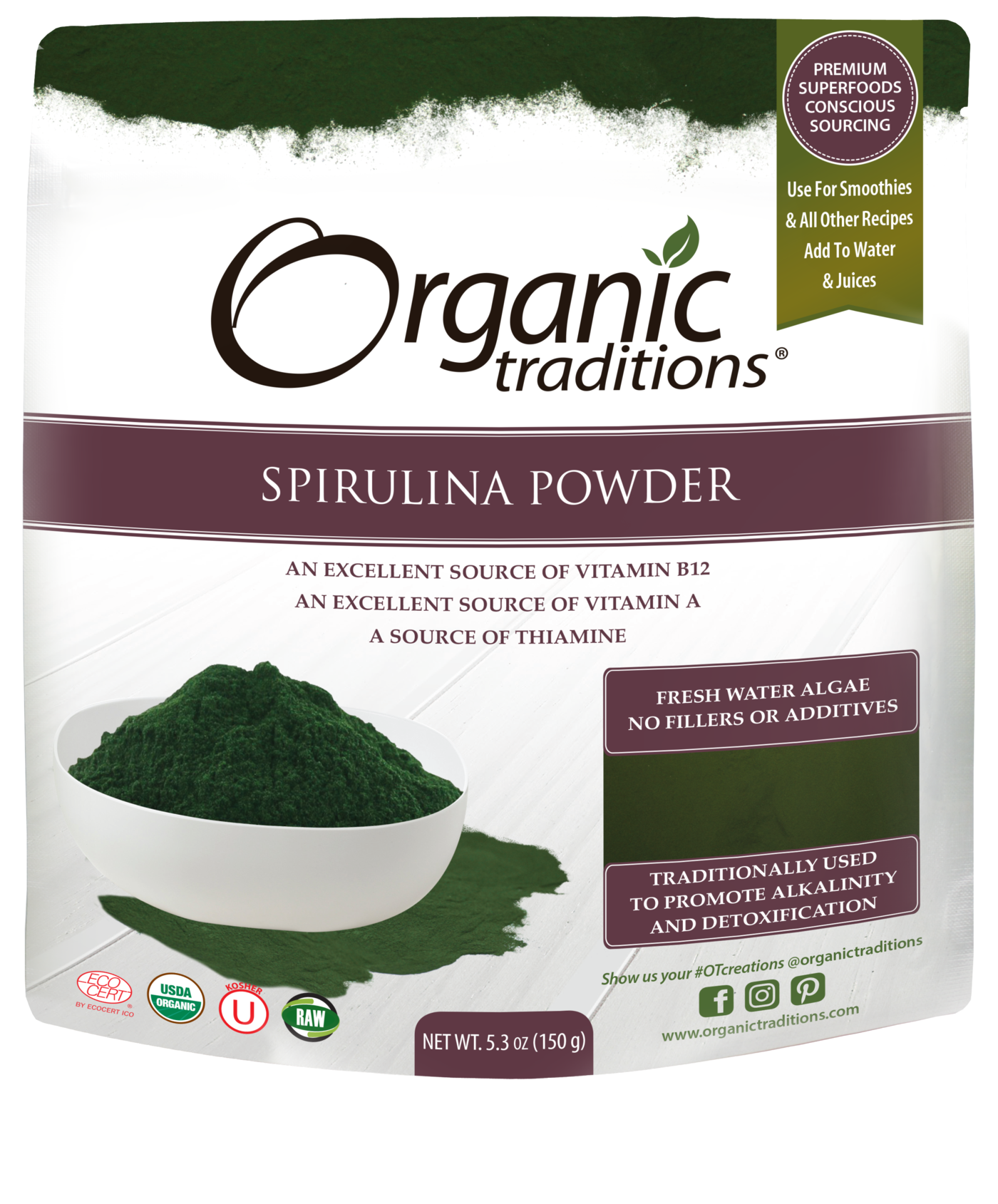 Organic Traditions Spirulina Powder (150g) Lifestyle Markets
