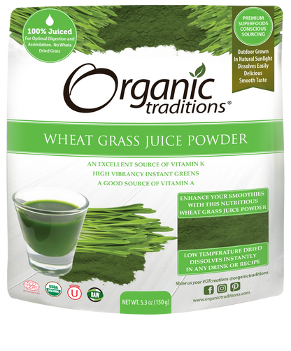 Organic Traditions Wheat Grass Juice Powder (150g) - Lifestyle Markets